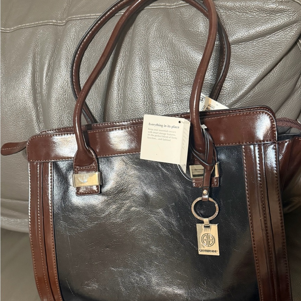 Giani Bernini Black and Brown Leather Tote